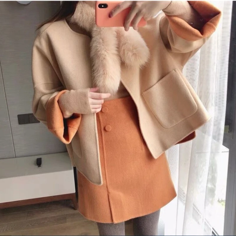 Peru Thickened Double-sided Double Color Alpaca Fabric Autumn Winter Plush Wool Fashion Coat Fabric Cloth Per Meter Sew Material