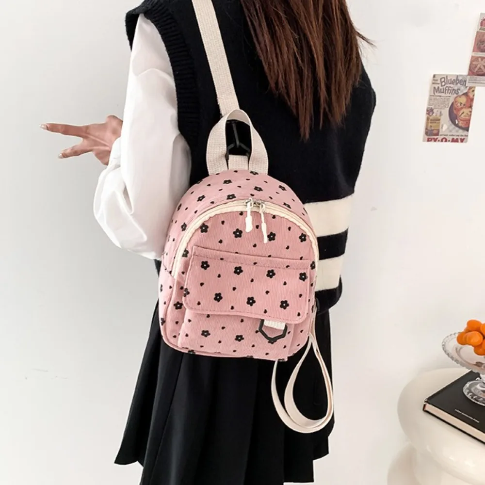 Mini Backpack Corduroy Small Backpacks Simple Casual Student Bookbags Traveling Rucksack Fashion Women Shoulder Bag