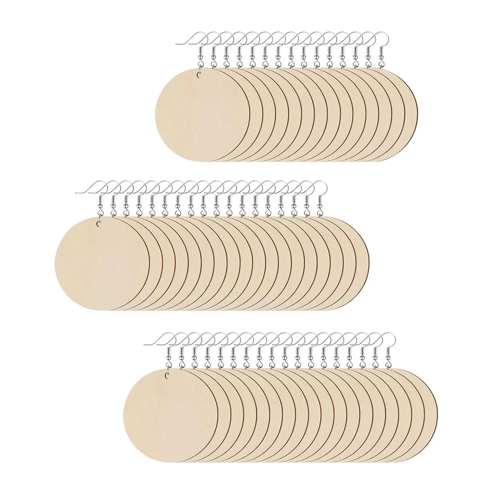 50x Unfinished Wooden Earrings Earrings Making Set for Women Include 50 Earring Hooks and 100 Jump Rings Wood Pendants