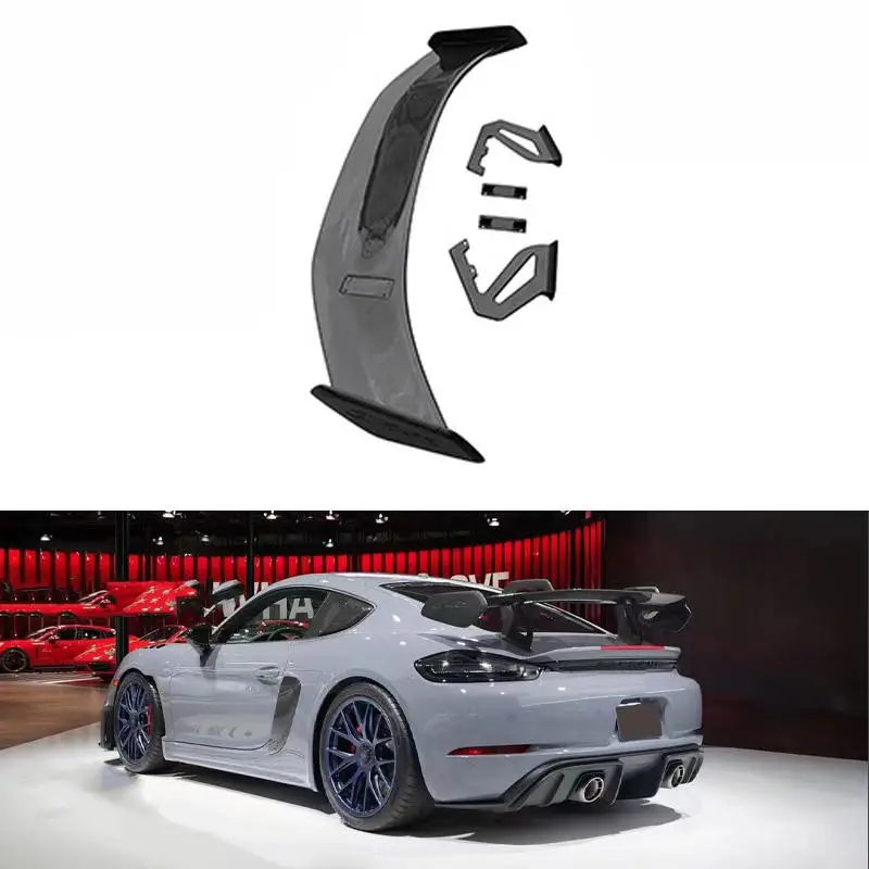 GT4RS GT Style Real Carbon Fiber Fibre Rear Trunk Spoiler Big Wing For Porche 718 Cayman,100% TESTED WELL