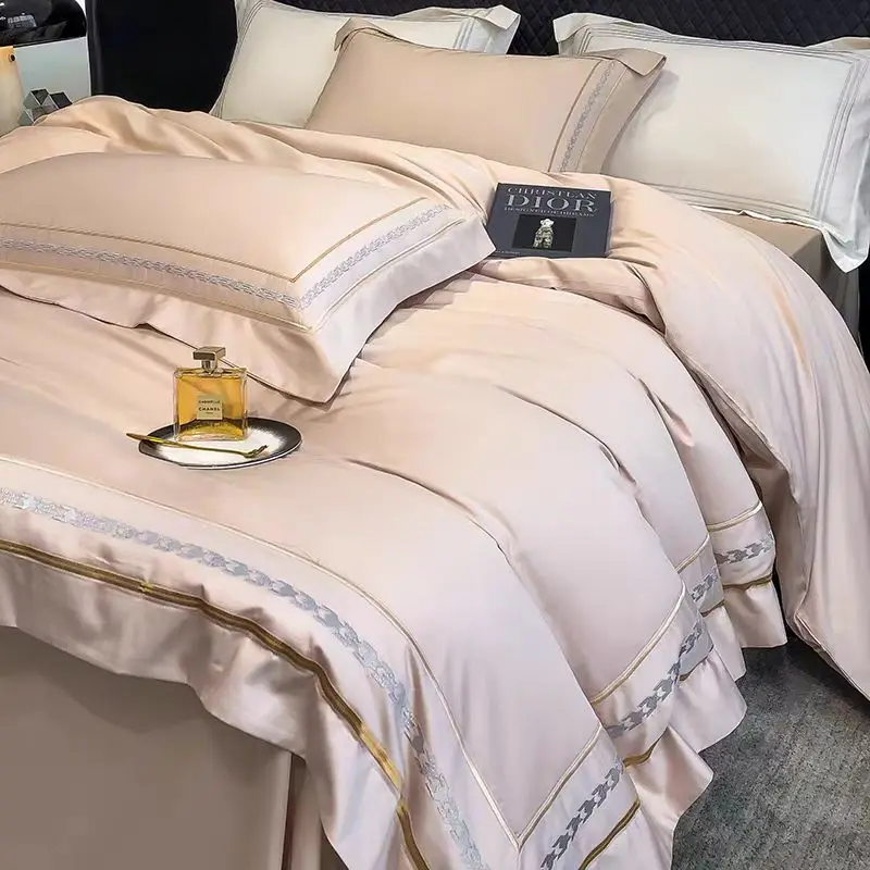 100% Egyptian Cotton Luxury Embroidery Hotel Style Bedding Set Queen King Size Duvet Cover Set Bed Sheet/Fitted Sheet Pillowcase