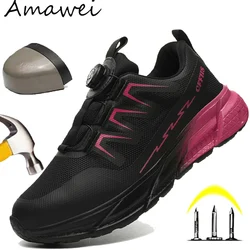 Womens Safety Shoes Steel Toe Sneaker Sport Work Safety Boots Puncture Proof Work Shoes Anti-smash Indestructible Ankle Boots