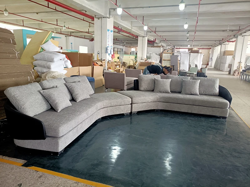 AIROW High-end Fabric Sectional Sofa Set with Leather Arms, Modern Luxury Design for Living Room, Factory Price