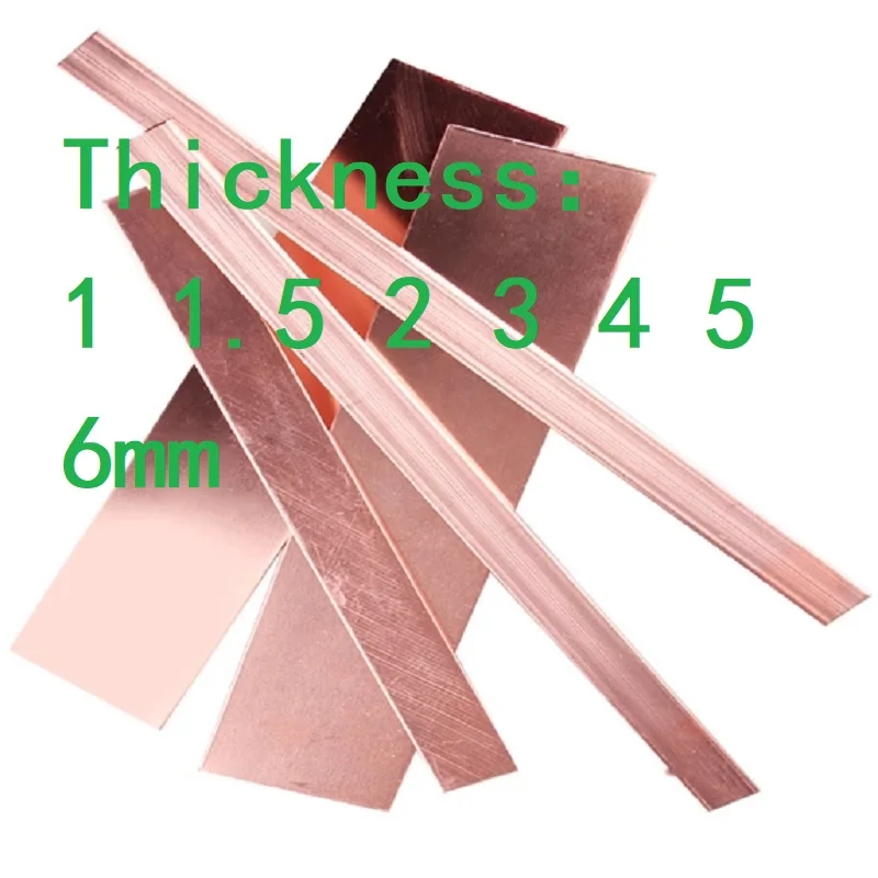 1PC Length 100mm 150mm 500mm Pure Copper Flat Sheet Thickness 1mm 1.5mm 2mm 3mm 4mm 5mm 6mm Copper Plates Bar