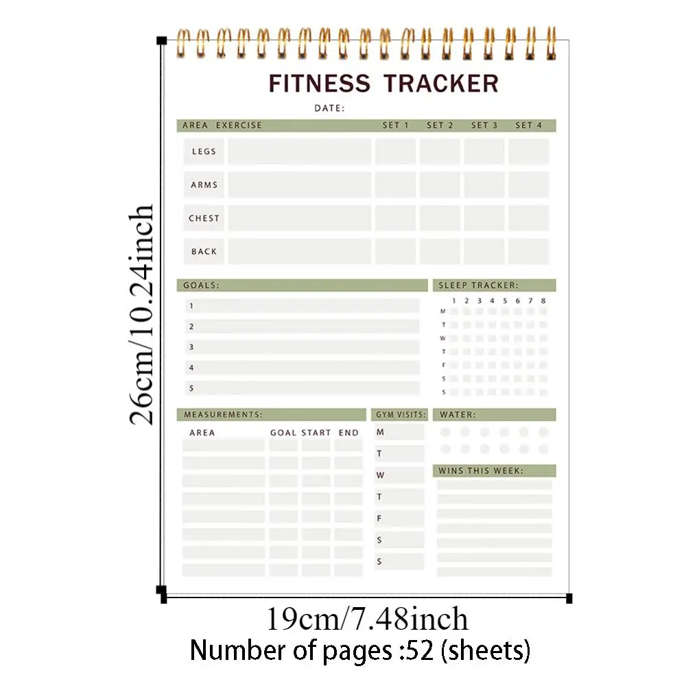 52 Lembar Buku Catatan Rencana Latihan Harian Portabel Buku Catatan Jurnal Kebugaran Spiral Disiplin Diri Memo Jadwal Waktu