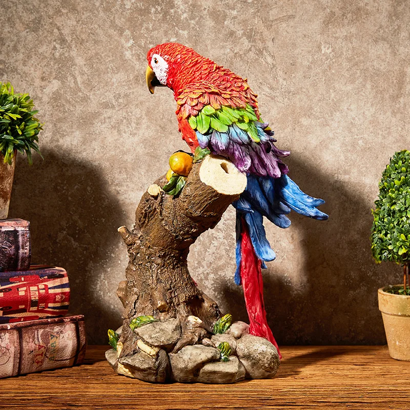 Resin Handicrafts Simulation Animal Sculpture Colorful Parrot Ornaments Macaw Bird Statue Decorative Figurines Home Decoration