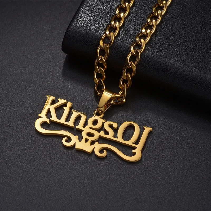 Customized Name Necklace Personalised NK Chain Stainless Steel Pendant Hollow Letter Necklace Jewelry Birthday Gift Dropshipping