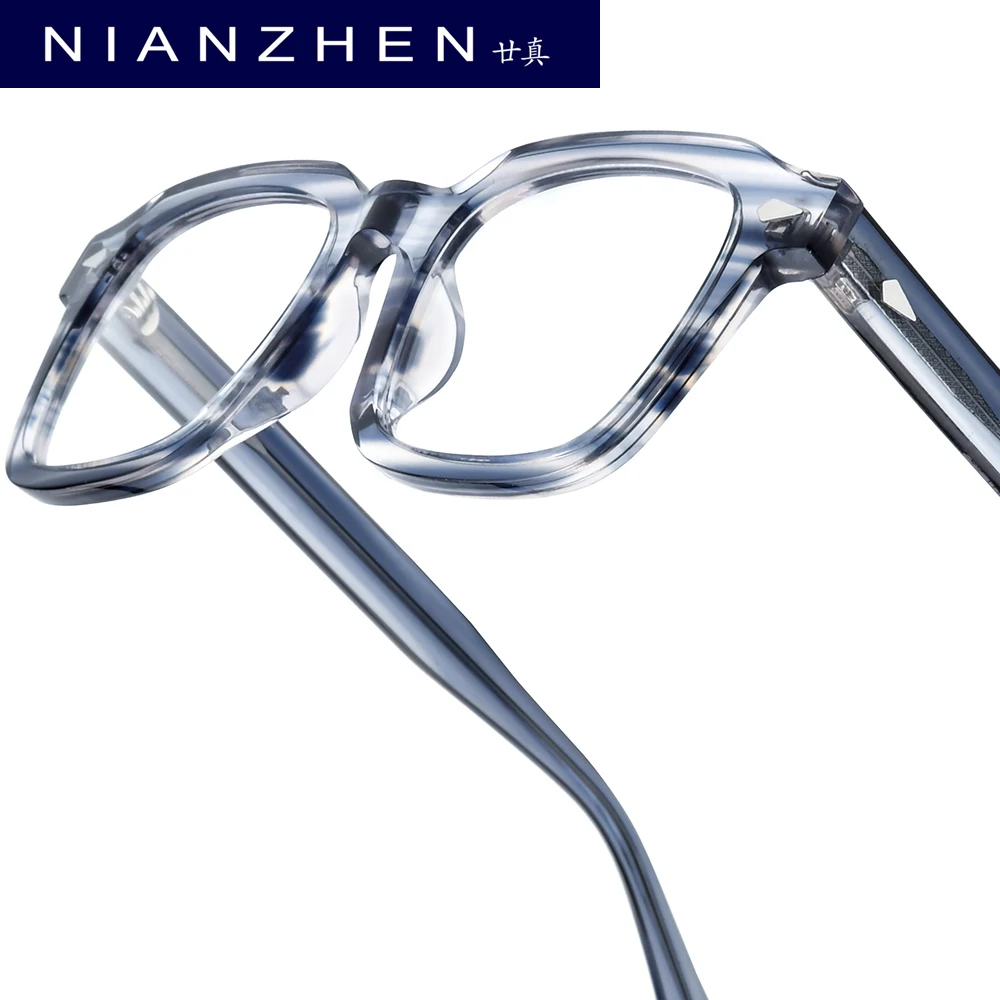 

NIANZHEN Acetate Eyeglasses Frame Men New Square Brand Design Glasses Women Retro Vintage Eyewear Japanese Spectacles 88011