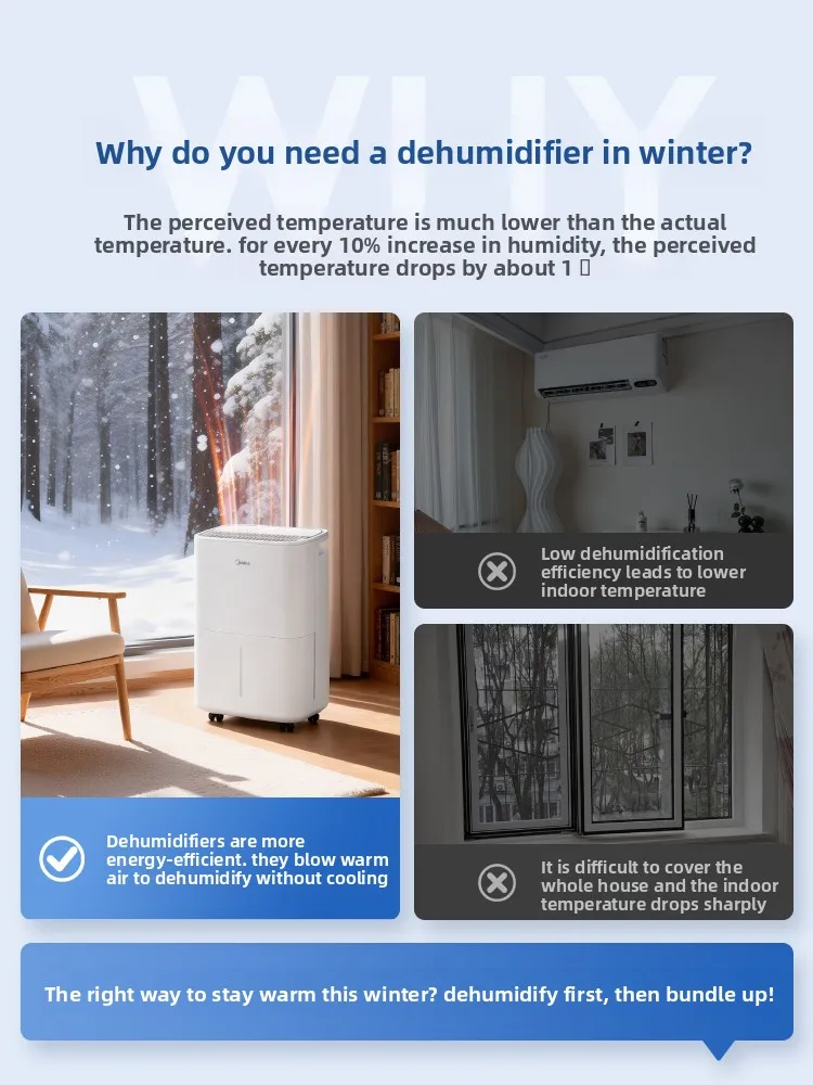 Home dehumidifier, quiet dehumidifier, indoor bedroom dehumidifier, 12L, quick-drying during the rainy season and humid weather.
