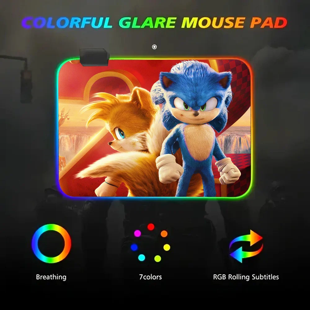 MINISO Supersonic-S-Sonic-Game Mousepad RGB Small Size Gaming Mouse Pad With LED Light Desk Mat Super Smooth Non-slip Rubber Bo