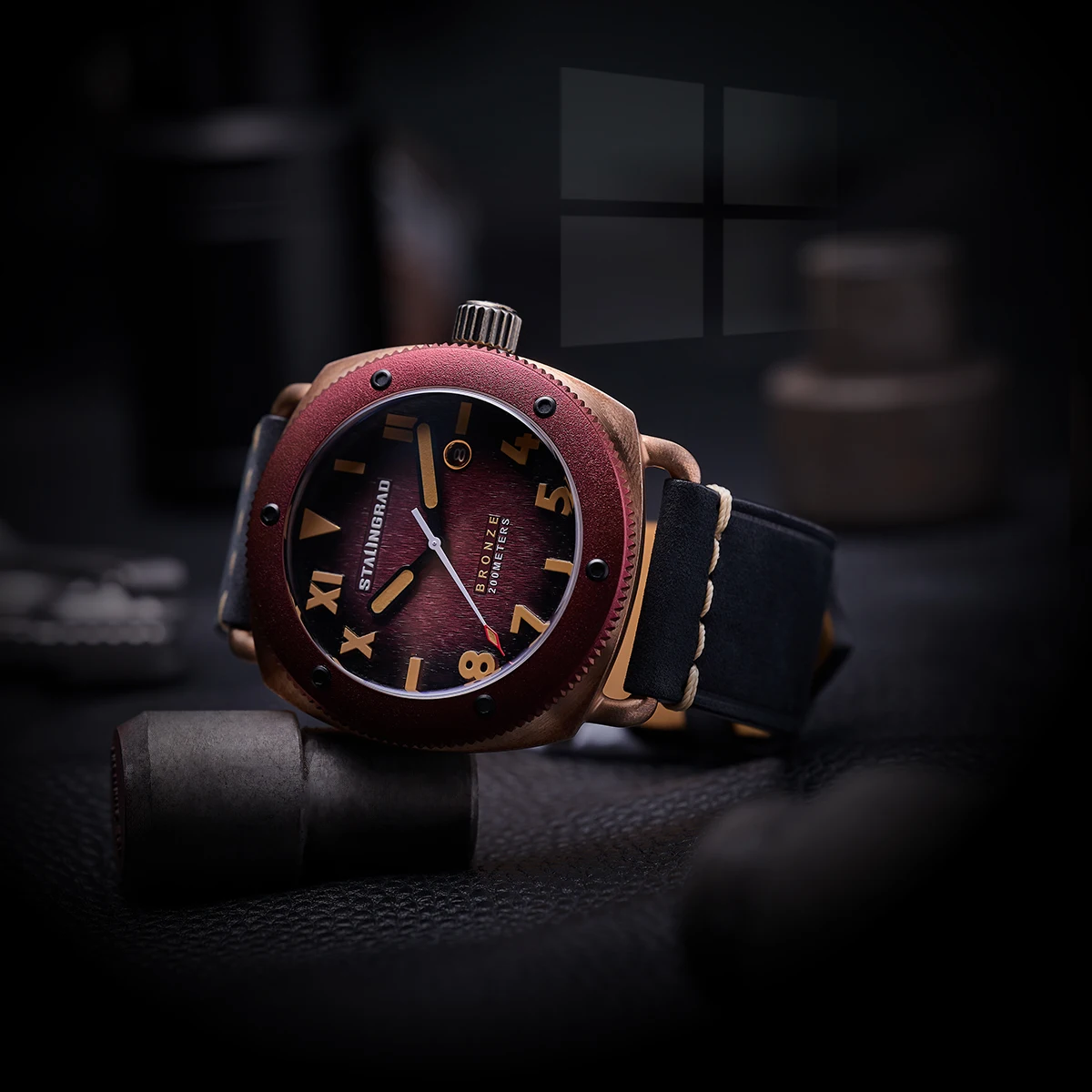 STALINGRAD New Men\'s Bronze Mechanical Watch 200M Waterproof Movement 8215 Sapphire Crystal Luminous Dial Durable Rubber Strap