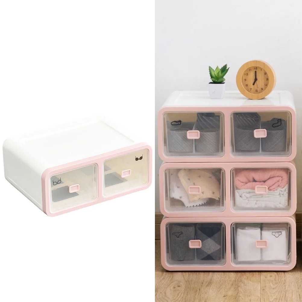 

Underwear Storage Box Plastic Drawer Organizer 16 Grids Translucent Moisture Proof Dust Proof For Socks Lingerie Pink