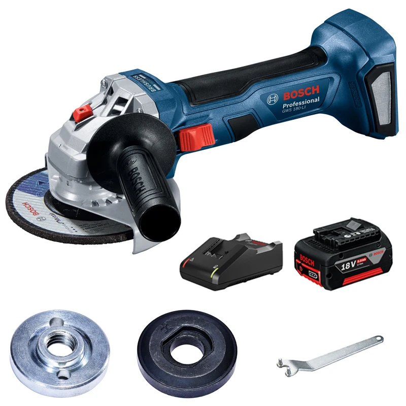 BOSCH GWS 180-LI Angle Grinder Cordless Rechargeable Grinder Cutting Machine Portable Polisher Brushless Professional GWS 180 LI