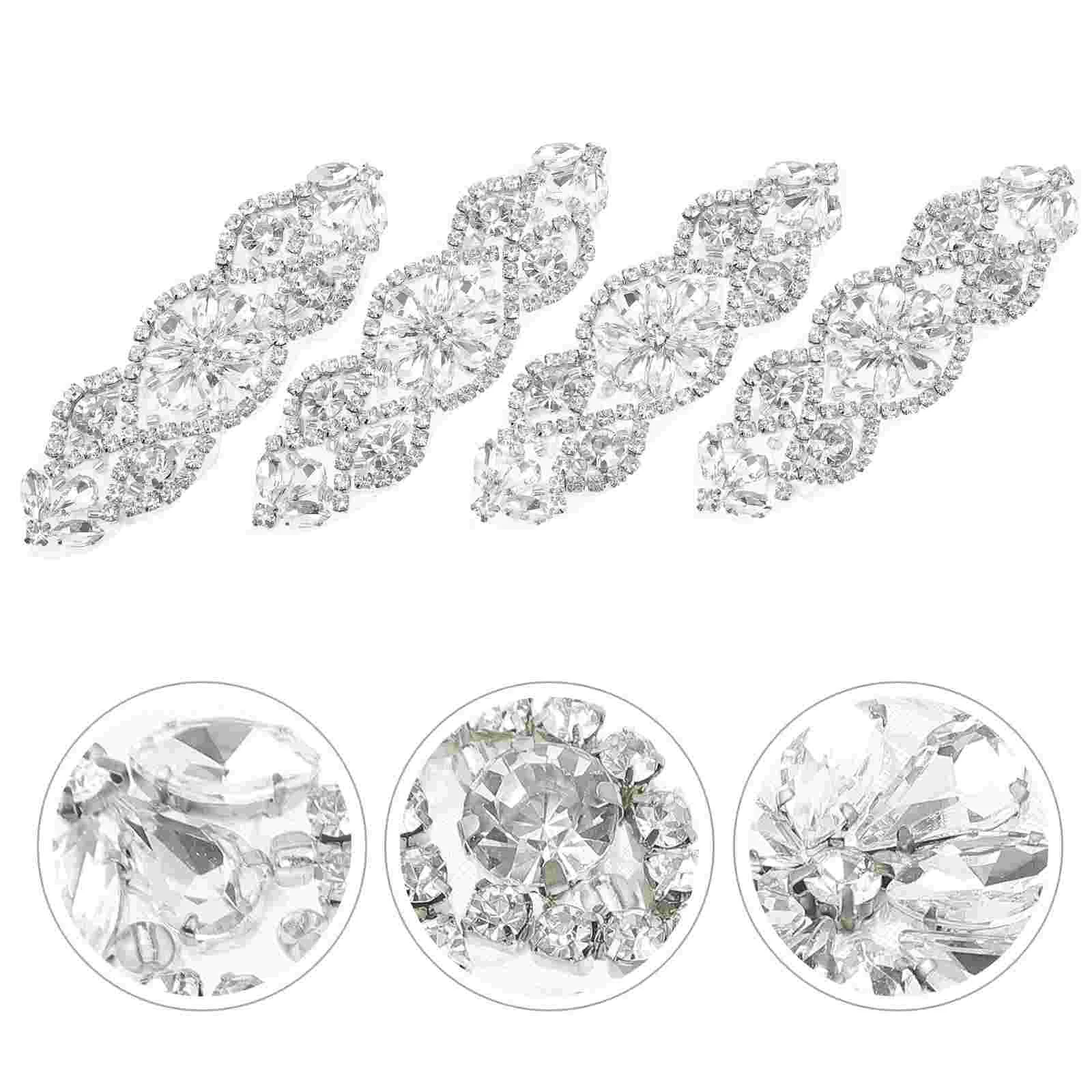 

Wedding Dress Appliques Girdle Rhinestone Patch Decoration Sash Clothing Sparkling Bride Silver Belt