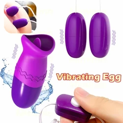 Vibrador de lengua de huevo de salto para mujer, bolas de amor vibratorias USB, punto G, Vagina, Famme, estimulador de clítoris, juguetes masturbadores de clítoris