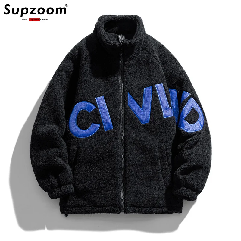 

Supzoom New Arrival Autumn And Winter Imitation Rabbit Hair Zipper Embroidery Top Fashion Loose Casual Winter Jackets Men Coats