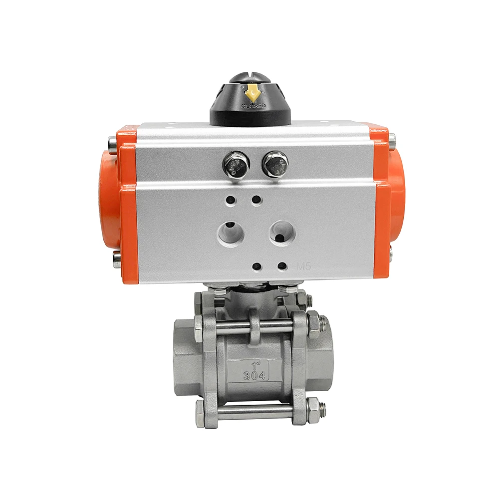 DN08-DN65 High Platform Pneumatic Ball Valve Three Piece 304 Stainless Steel Double Acting Cylinder High temperature resistant