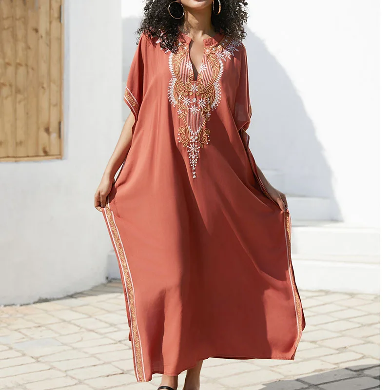 1 Summer Beach Cover Up Dress Embroidered Cotton Lace Bikini Coverup Flowy Kimono for Women Vacation