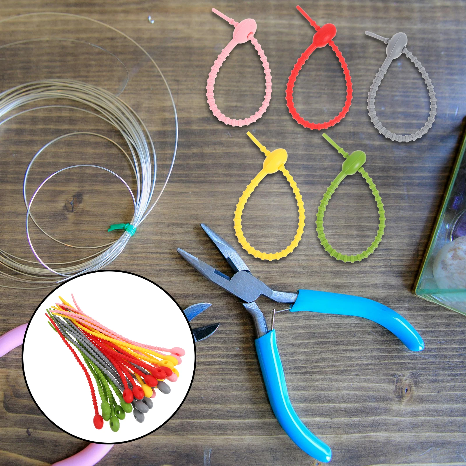 

30pcs Silicone Zip Tie Reusable Rubber Ties Self-Locking Food Bag Sealer For Earphone Cable Organizer Fast