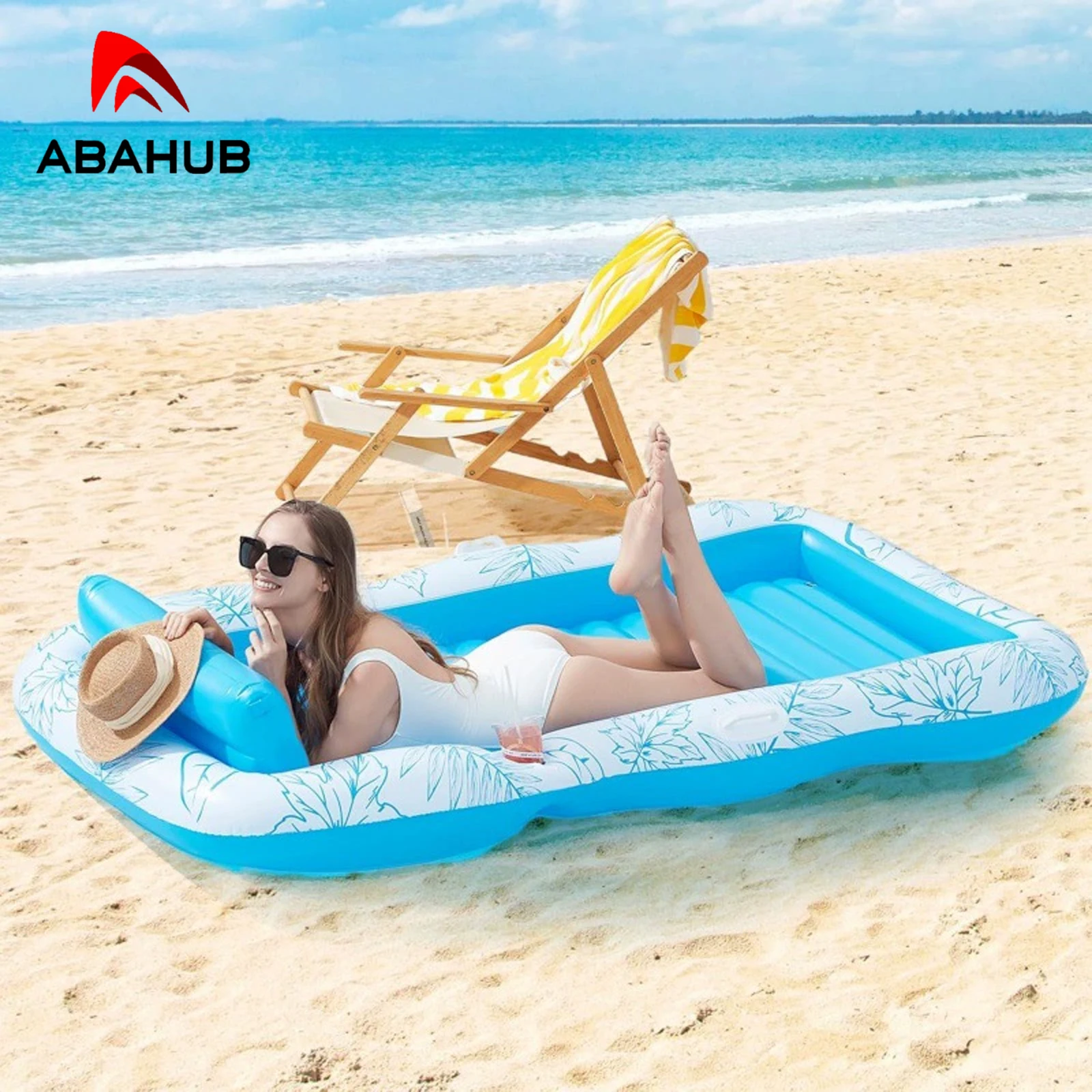 

ABAHUB One Water Inflatable Floating Bed, Reclining, Relaxing, Sunbathing, Floating, Summer Pontoon Lounger, Inflatable Twin Bed
