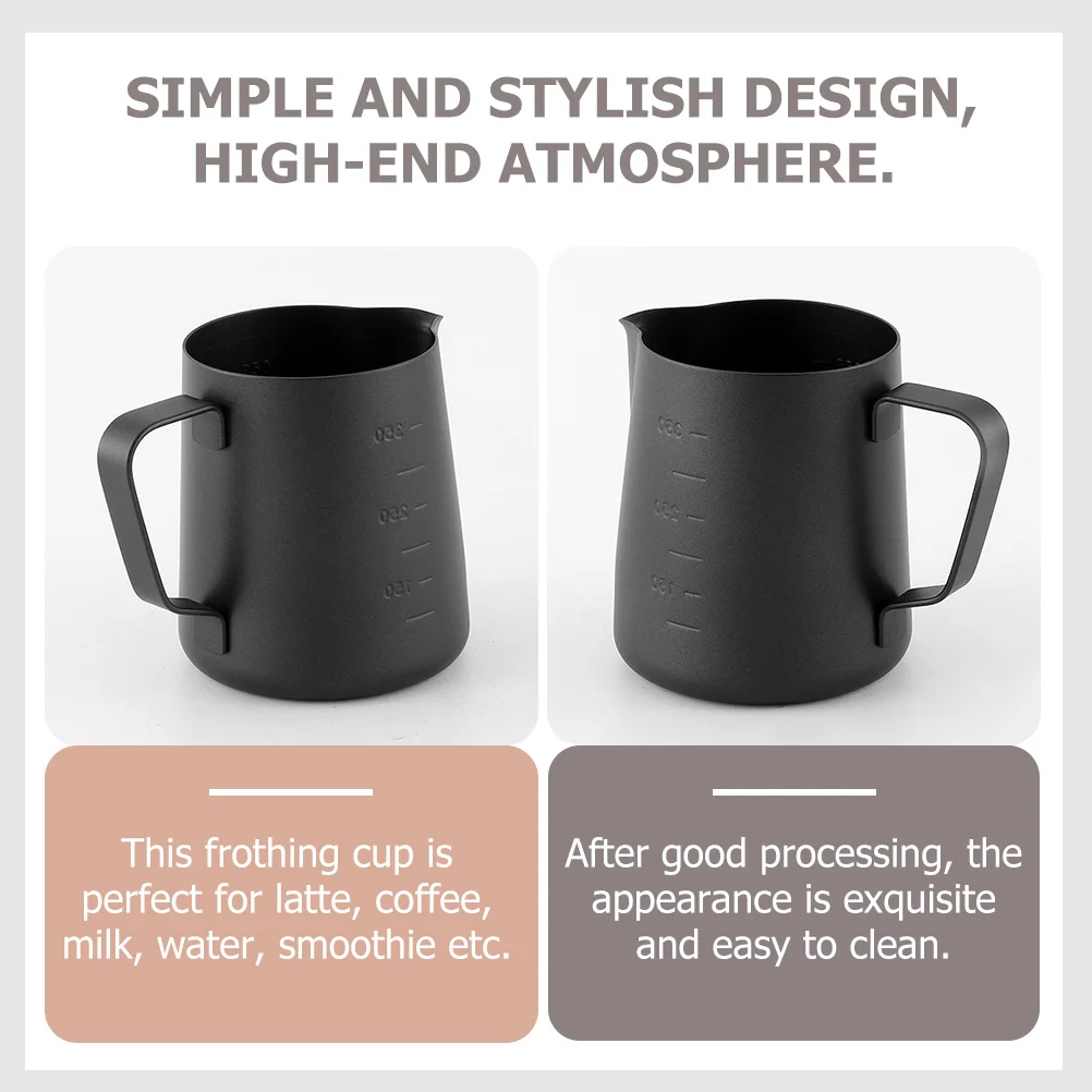 

Milk Frothing Jug Stainless Steel Espresso Steaming Pitcher Professional Coffee Frothing Cup with Scale Handle for Latte and