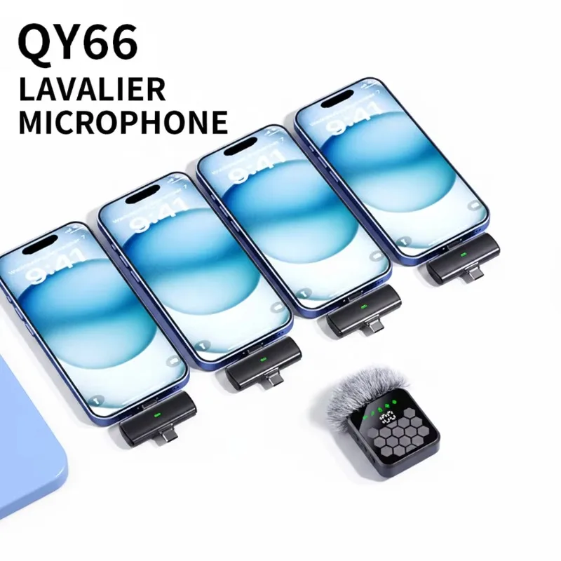 Mini Wireless Lavalier Microphone for iPhone Android 4 in1 Wireless Microphone for Interviews Vlog Noise Cancelling Lavalier Mic