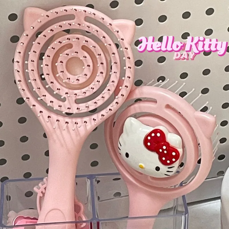 Sanrio Hello Kitty Hollow DIY Pork Rib Comb Cute KT Cat Girl Airbag Massage Comb Best Friend Gift