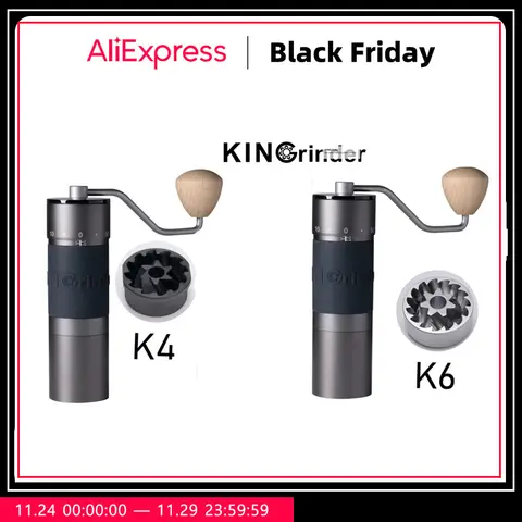 Kingrinder K6 manual coffee grinder portable mill 420stainless steel 48mm stainless steel Titanium plating burr