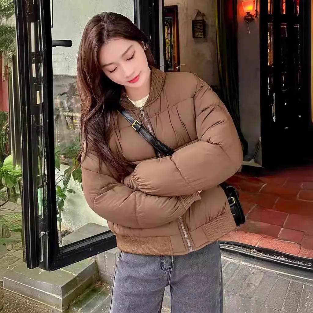 

Women's Korean Style Cotton-padded Jacket Loose down Cotton-padded Coat Short Winter Fashion Trendy Baseball Coat