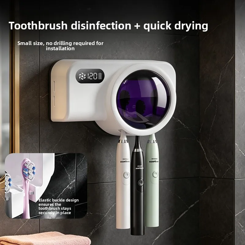 Portable Rechargeable Travel Toothbrush Sterilizer Case With Induction Switch And Charging Display For Home Outdoor Daily Use