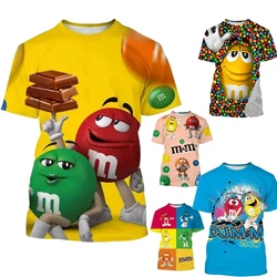 M & m-メンズ半袖Tシャツ,3Dプリントのチョコレート服,ラウンドネック,ヒップホップスタイル,特大原宿y2k