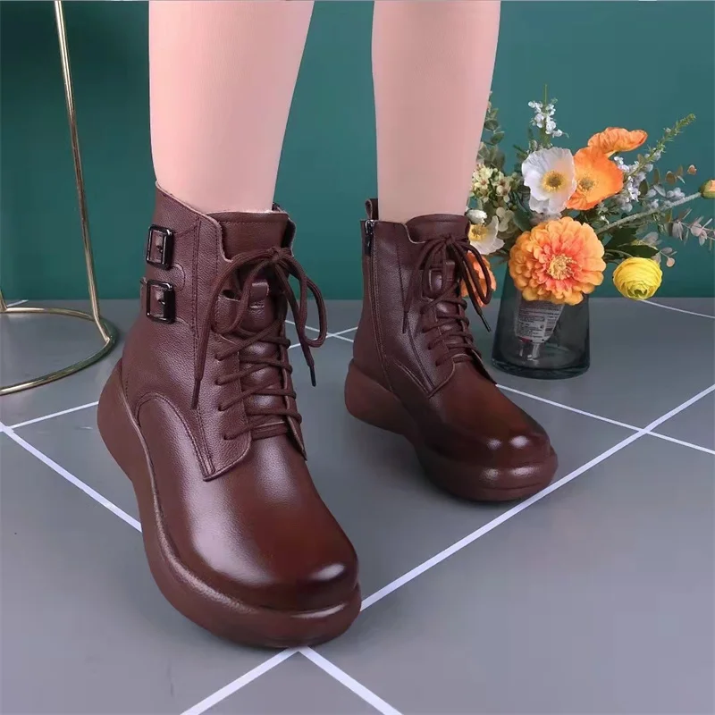 Bottes de rinçage rétro pour femmes, style anglais, mode pour femmes, automne, hiver, nouveau, 2023