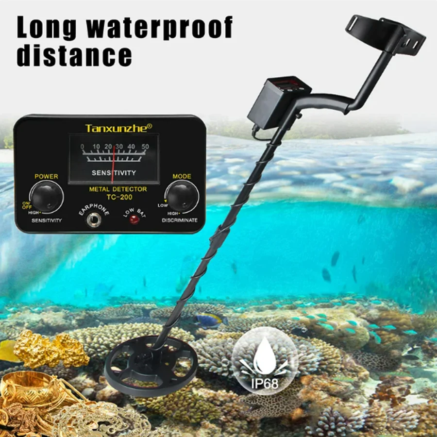 Tanxunzhe TC-200 Outdoors Metal Detector Underground Wire Iron Metal Gold Detector Adjustable Tracker for Treasure Search