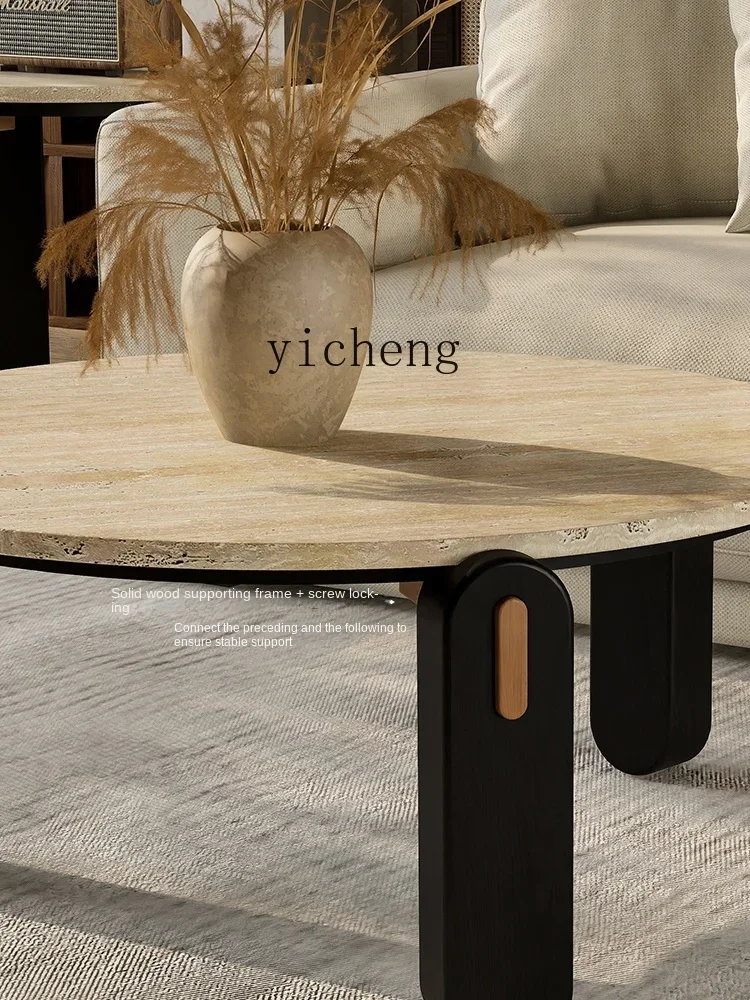 Cave Stone Coffee Table Living Room Home Small Apartment Bed & Breakfast Retro Quiet Style Creative Solid Wood