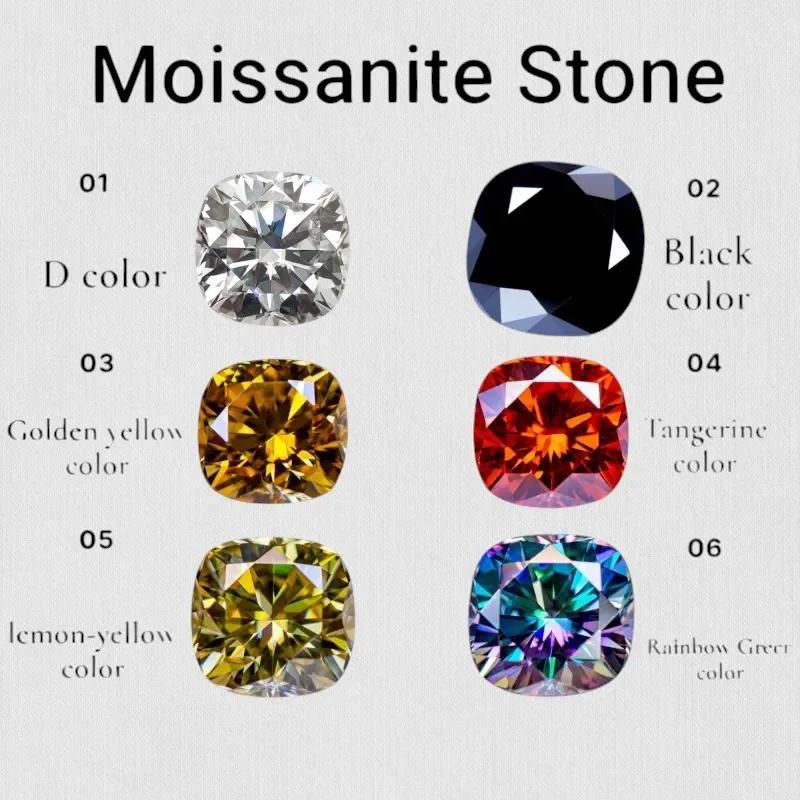 Moissanite Stone Cushion Cut  VVS1 Combination Chain Charms Beads with Certificate for Advanced Jewelry Making Materials