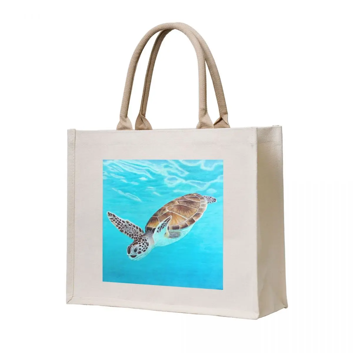 

Sea Turtle Swimming in the Ocean - Soothing and Marine Illustration Tote Bag Beach bag sacs de shopping custom tote bag
