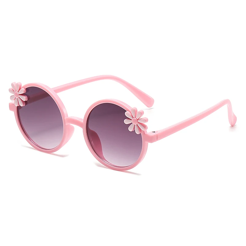 2024 New Children\'s Glasses Floret Anti-ultraviolet Fashion Children\'s Sunglasses Outdoor Shading Travel Children\'s Mirror