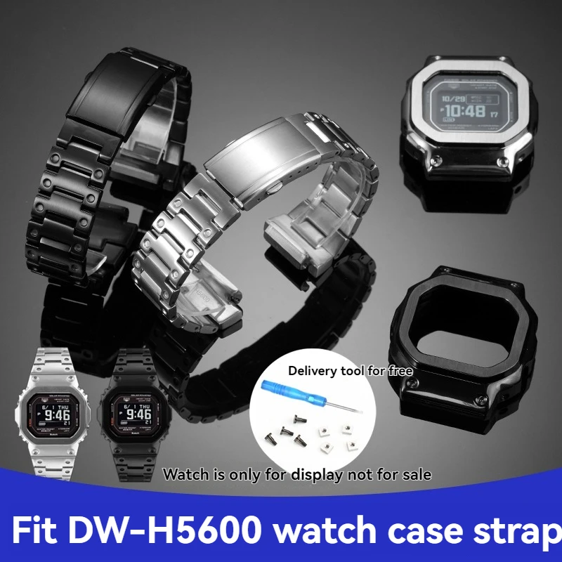 Solid Stainless Steel Watch Band Strap + Bezel for Casio G-SHOCK DW-H5600 DWH5600 | Rate Monitor | Replacement Metal Bracelet