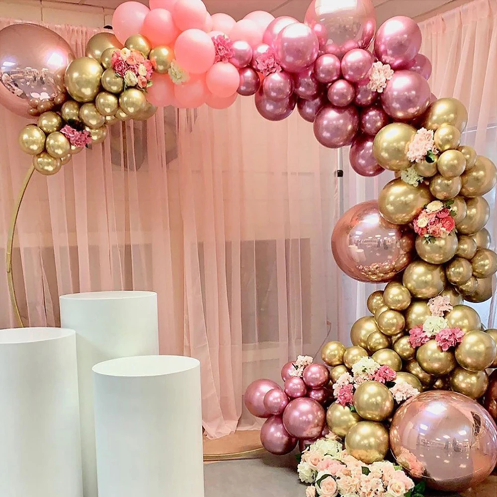 Avocado Green Pink Chrome Metallic Gold Balloon Garland Arch Kit Wedding Birthday Party Decoration Kids Globos Baby Shower