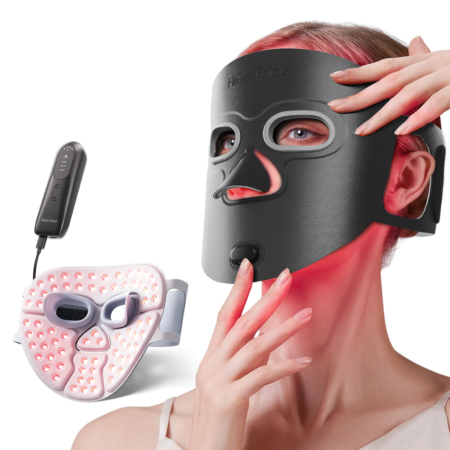 masque-facial-sans-fil-hello-face-m500s-noir-luminotherapie-infrarouge-850-nm-et-lumiere-rouge-660-nm