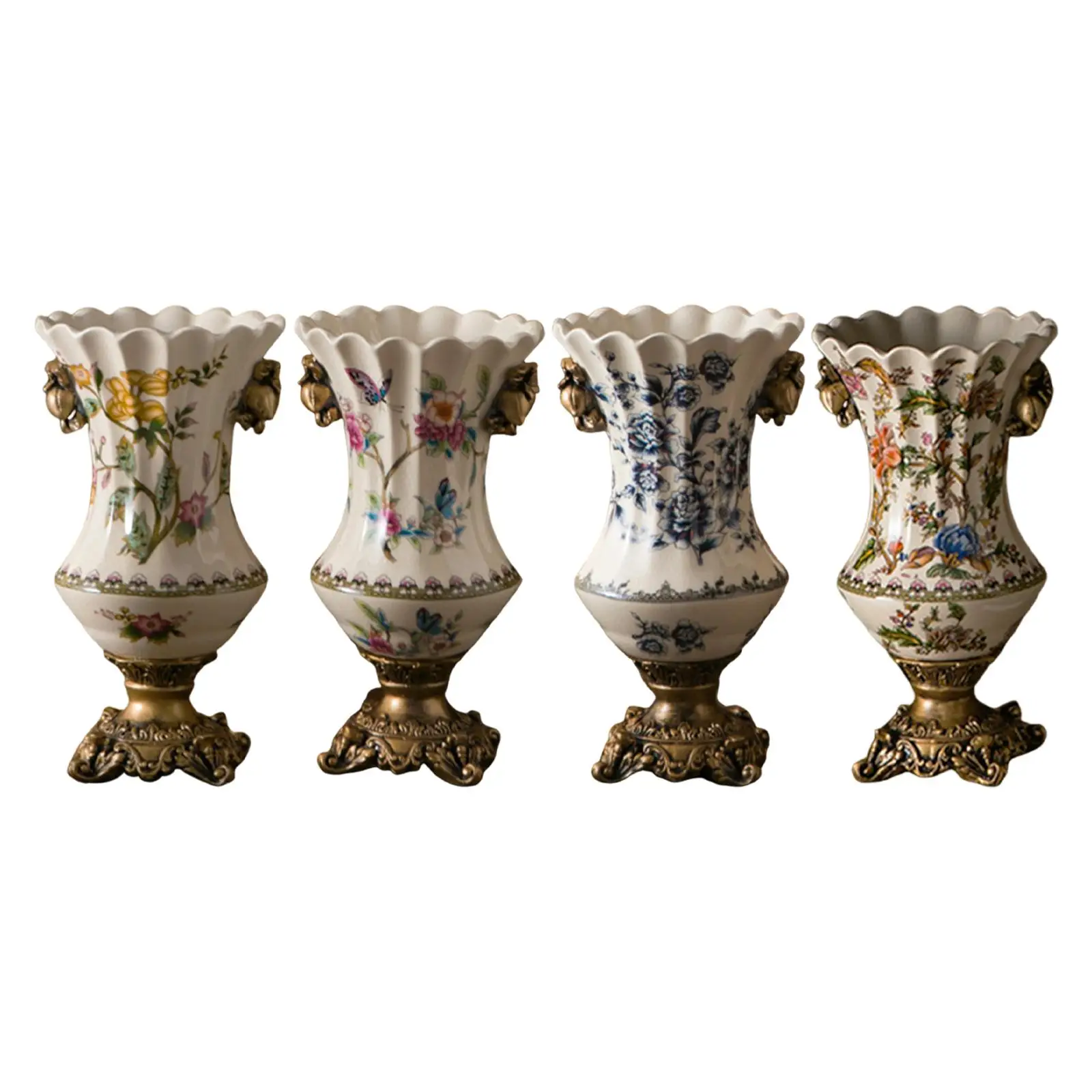 

Ceramic Flower Vase European American Retro Ice Cracked Tabletop Ornament for TV Cabinet Dining Table Shelf Entrance Desk