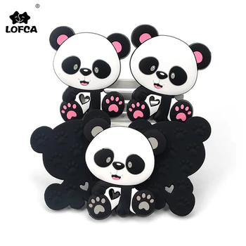 Lofca 1pc panda silicone mordedor bpa livre grau alimentício bebê silicone dentição pingente brinquedos cuidados com o bebê chupeta corrente presente que faz