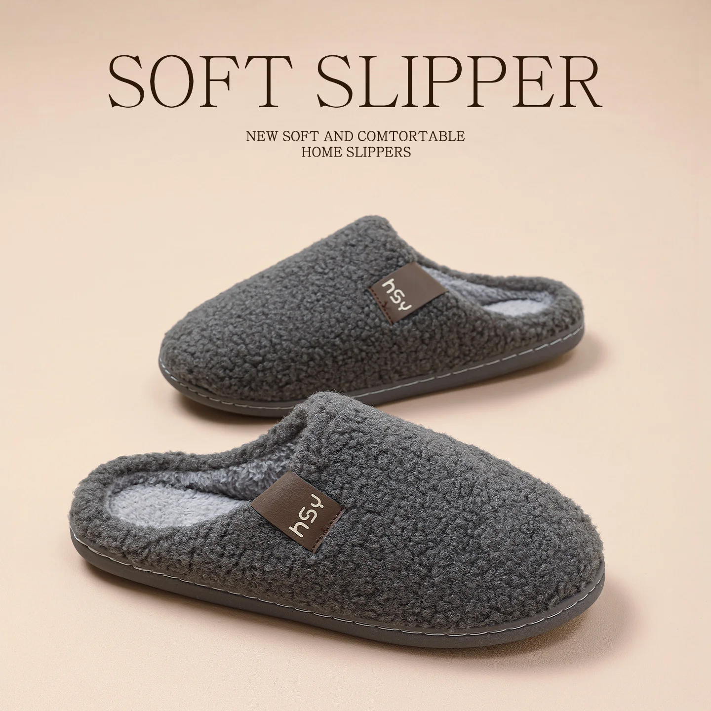 Winterwarme Plüsch-Hausschuhe für Damen und Herren, weiche, dicke Sohle, rutschfest, geräuschlos, für den Innenbereich, Baumwollschuhe, lässige Paar-Schuhe. – Detail 22