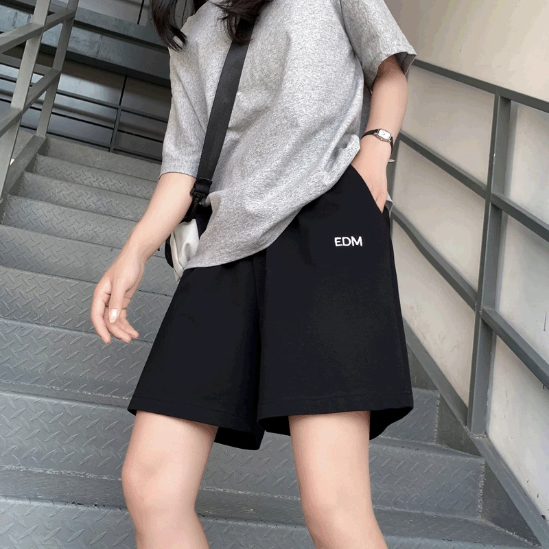 

Summer Harajuku High Waist Women's Clothing Oversized Loose Casual Motion Knitting Embroidery Print Polyester Y2K Short Pants