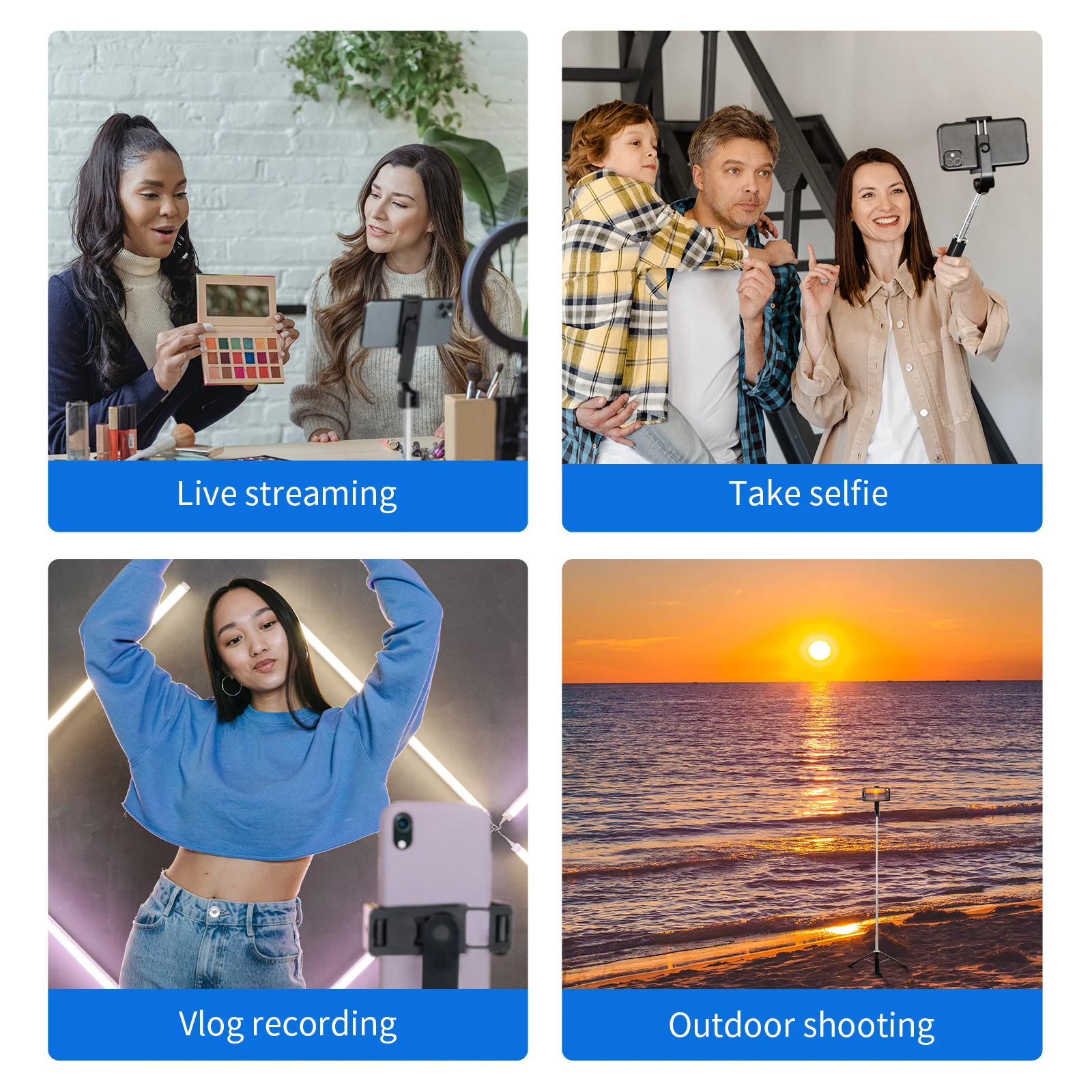 Палка для селфи Selens, штатив для телефона, удлиненный держатель для телефона в прямом эфире, Bluetooth-пульт дистанционного управления для Android IOS