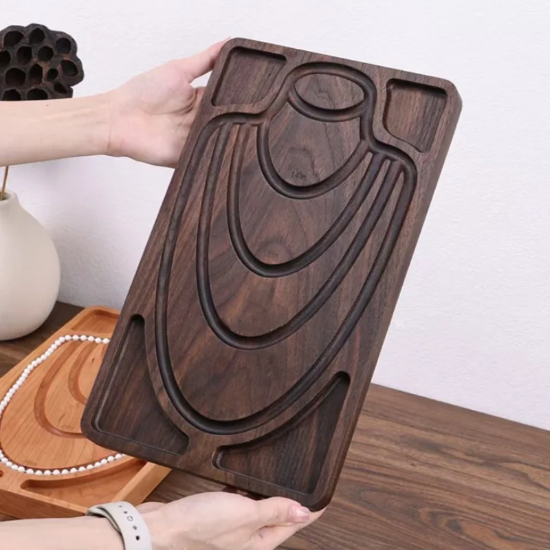 Solid Wood Necklace Display Tray Jeweler Necklaces Bead Storage Trays Large Jewellery Organizer Tray Trinket Jewelry Trays
