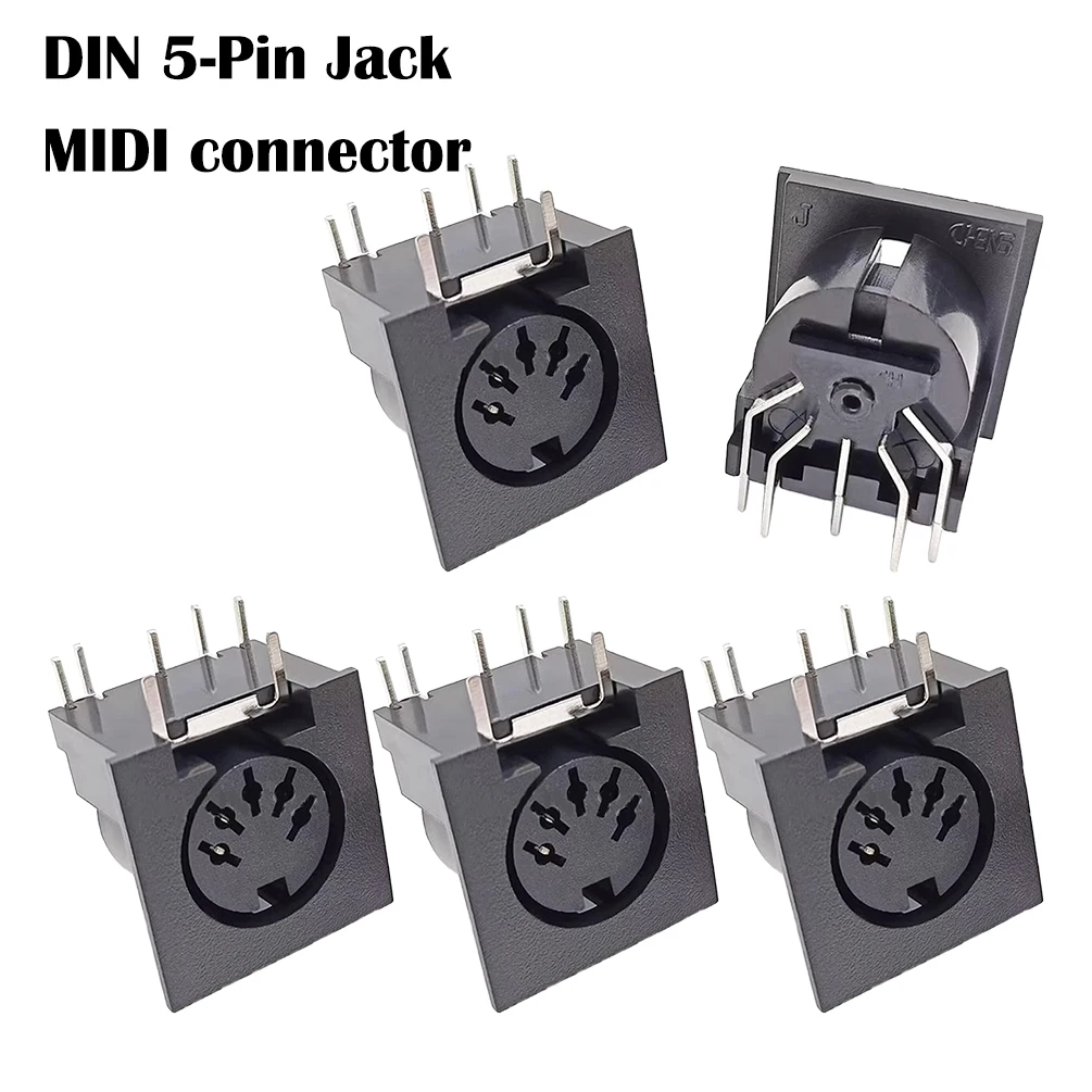 5PCS DIN5 5‑Pin Jack PCB Panel Mount Female Connector MIDI Socket 2A 24V DC for Audio Musical Industrial Electronic Equipment