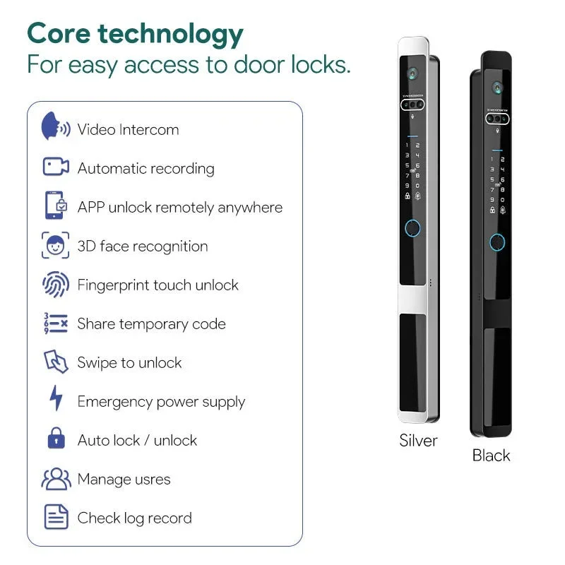 Smartier Tuya 3D Face Cerradura Inteligente Дверной замок с ЧПУ Камера Цифровое распознавание Замки отпечатков пальцев