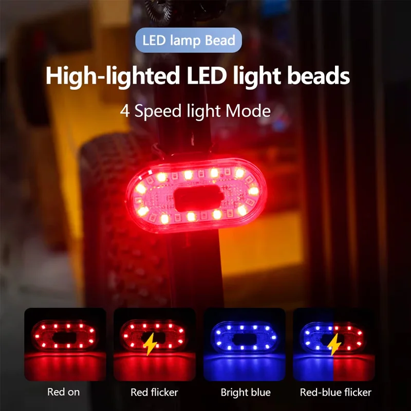New Bicycle USB Rechargeable Tail Light High Light LED Bike Taillight MTB Night Ringding Warning Lamp Cycling Rear Lights