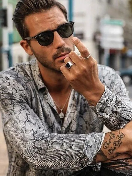 

Мужская одежда с принтом и несколькими пуговицами Long Sve Casual Sle Stand Fit, осенняя одежда, приятная для кожи, дышащая